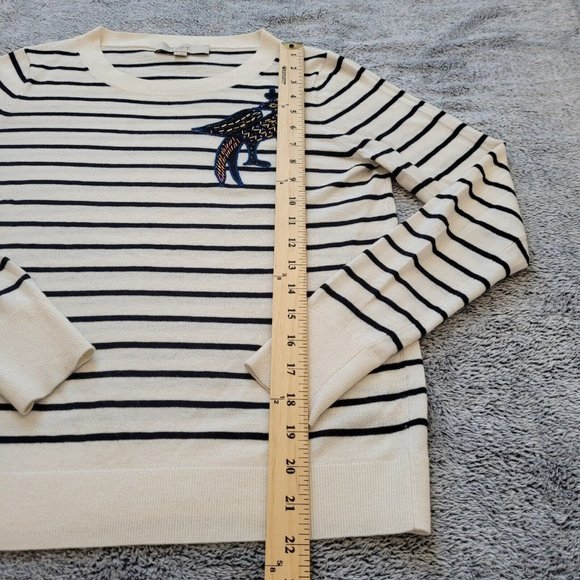 LOft Womens Sweater Small Blue White Peacock Wool Blend Sequin Stripe Boho 16163 - Picture 7 of 11